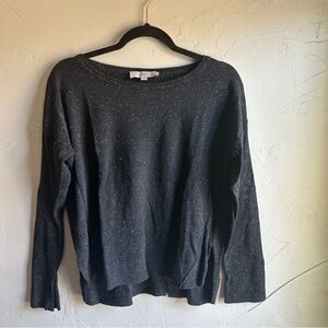 Ann Taylor LOFT Black with White Dots Crew Lightweight Cotton Sweater Size Large